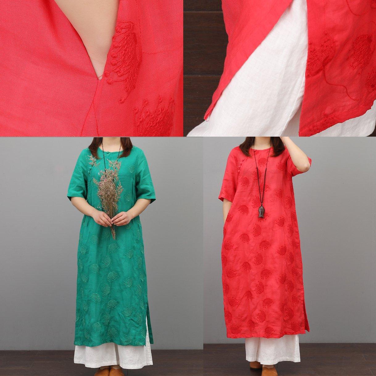 Classy side open linen dresses Fashion Ideas green Dress summer - Omychic