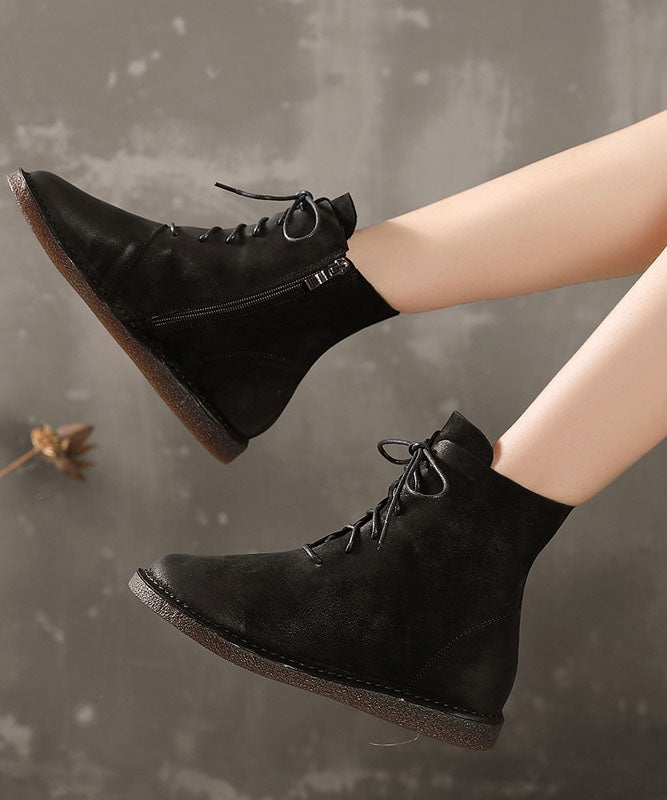 Coffee Boots Suede Elegant Cross Strap Boots