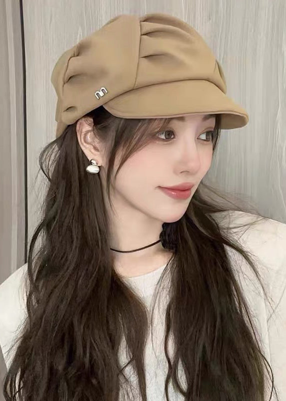 Coffee Octagonal Woolen Beret Autumn And Winter