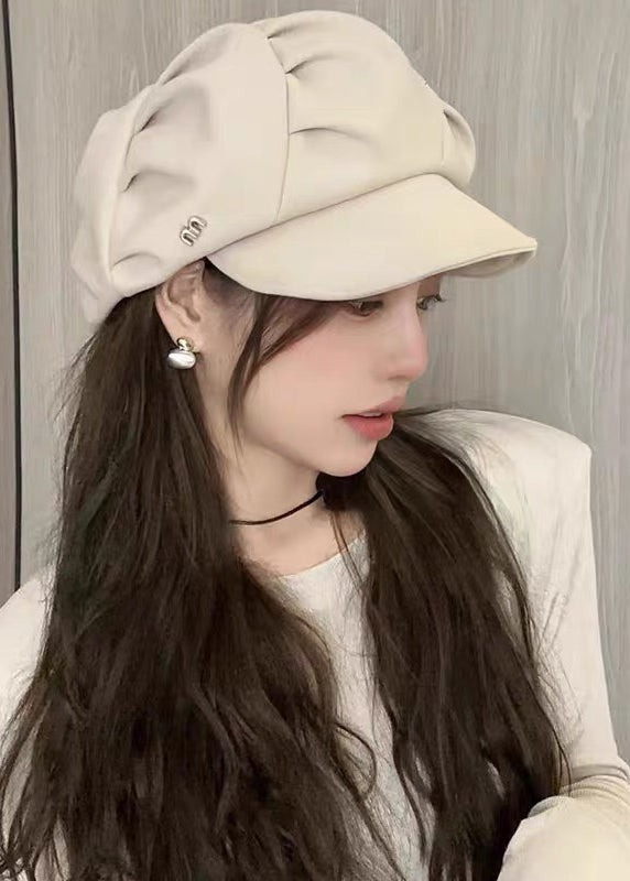 Coffee Octagonal Woolen Beret Autumn And Winter