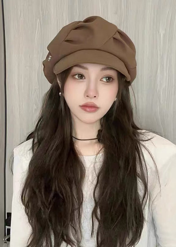Coffee Octagonal Woolen Beret Autumn And Winter