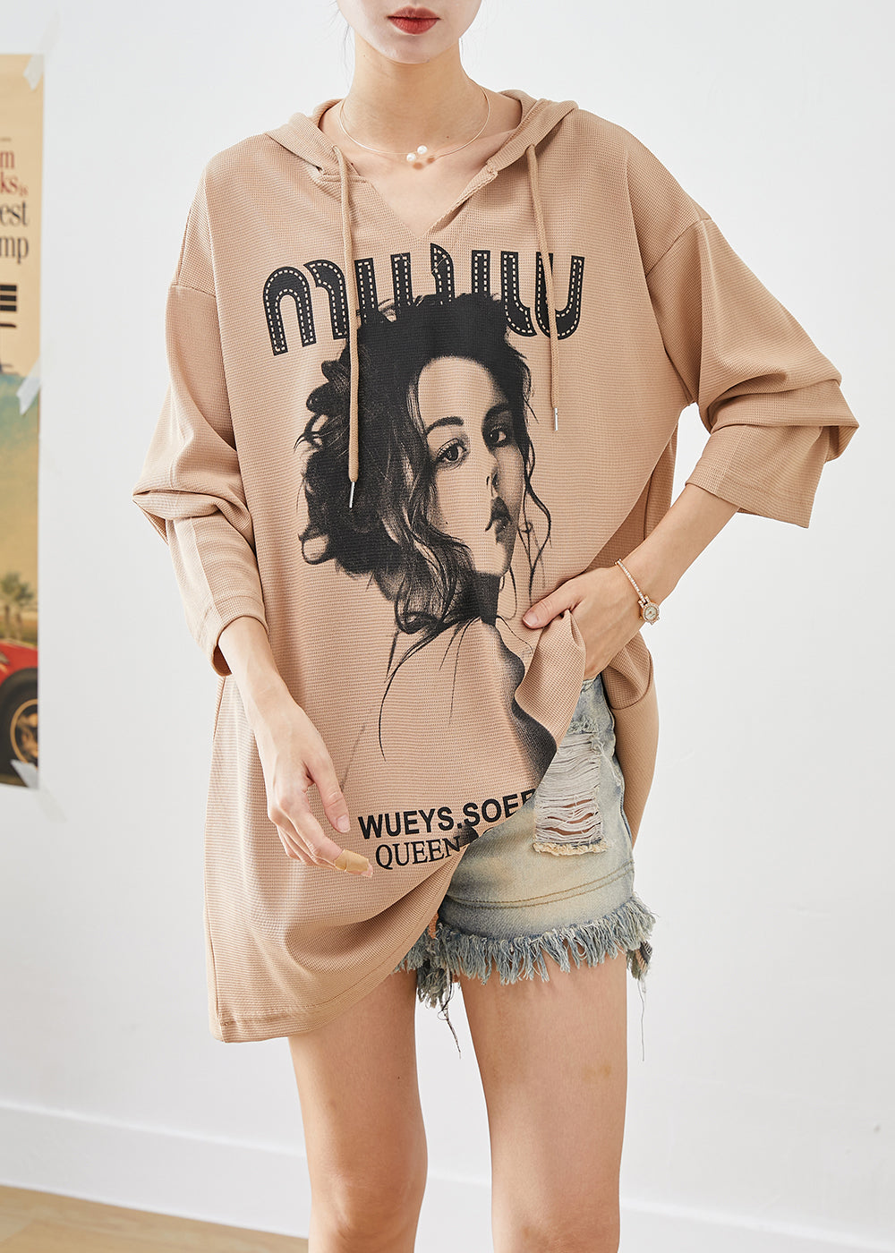 Coffee Print Loose Cotton Sweatshirts Tracksuits Hooded Fall