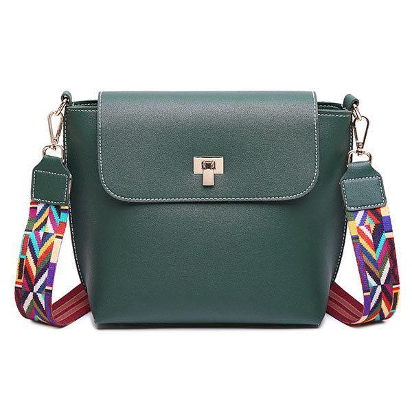 Colorful Strap Women Bucket Bags Casual Lock Anti-Thief Shoulder  Green Bags Crossbody Bags - Omychic