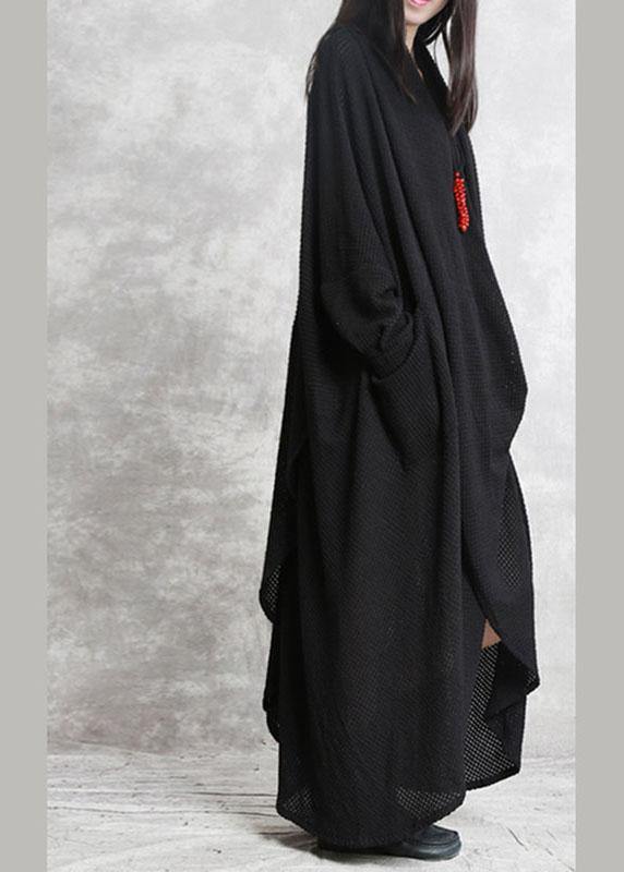 Comfy Black Bat wing Sleeve Asymmetrical Design Fall Pockets Holiday Dress - Omychic