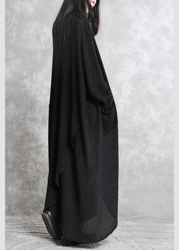 Comfy Black Bat wing Sleeve Asymmetrical Design Fall Pockets Holiday Dress - Omychic