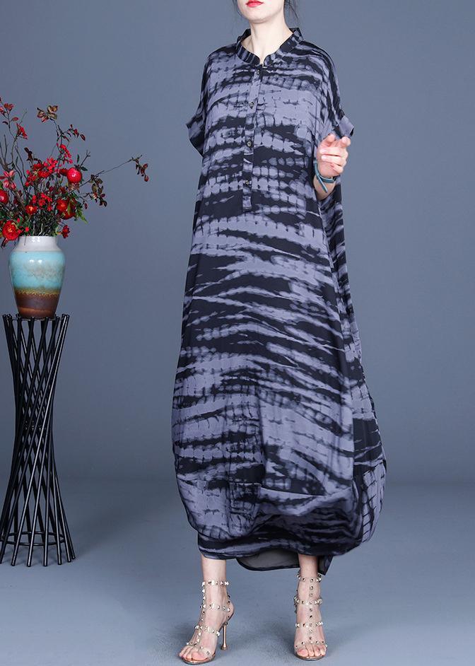 Comfy Black Striped Batwing Sleeve Silk Dress Summer Spring - Omychic