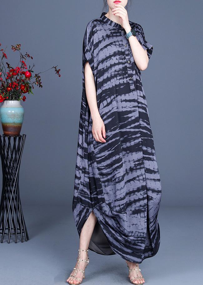 Comfy Black Striped Batwing Sleeve Silk Dress Summer Spring - Omychic