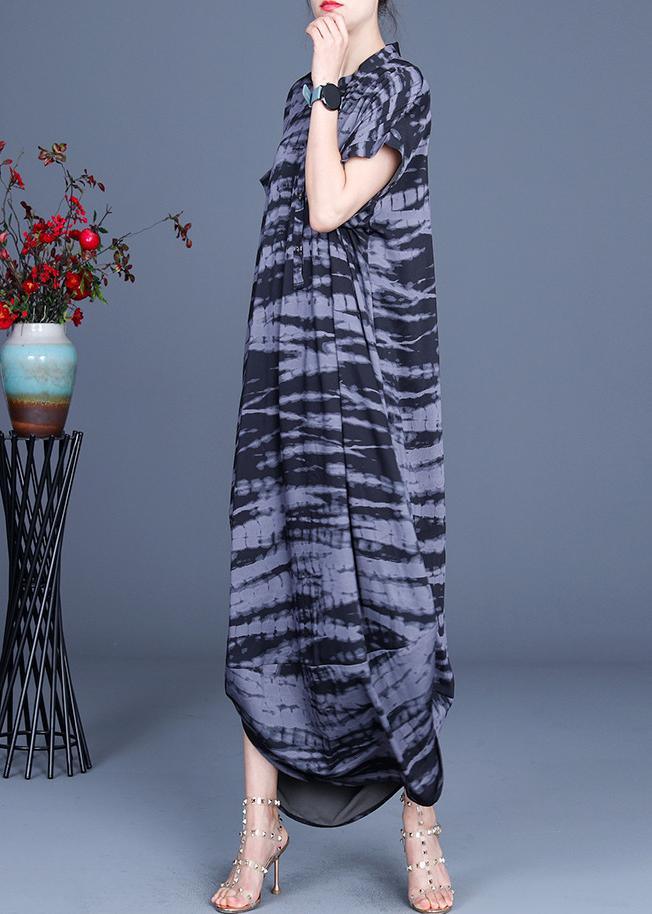 Comfy Black Striped Batwing Sleeve Silk Dress Summer Spring - Omychic