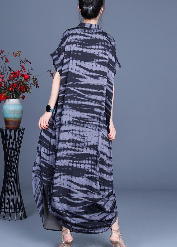 Comfy Black Striped Batwing Sleeve Silk Dress Summer Spring - Omychic