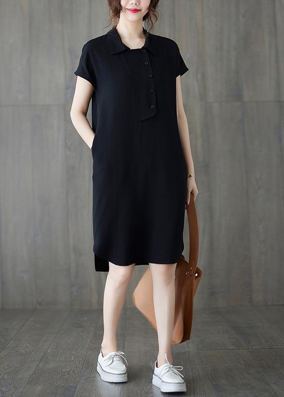 Comfy Black low high design Ankle Summer Cotton Dress - Omychic