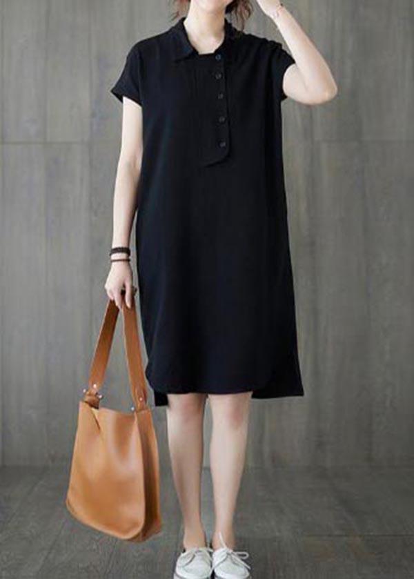 Comfy Black low high design Ankle Summer Cotton Dress - Omychic