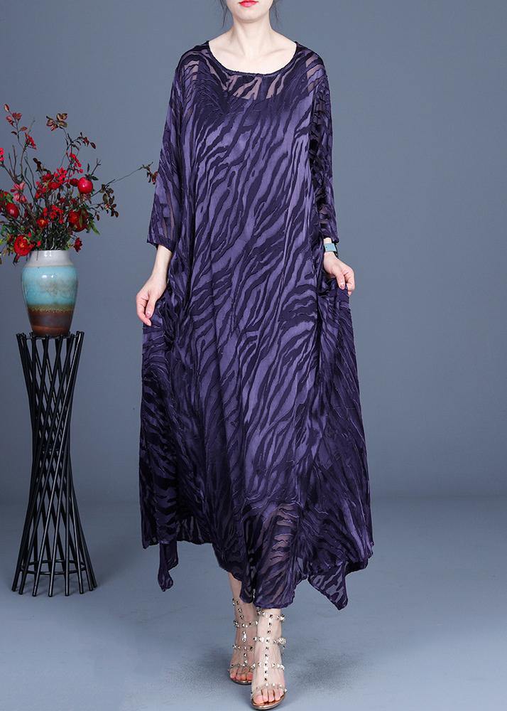 Comfy Purple O-Neck Long sleeve Two Piece Set Dress - Omychic