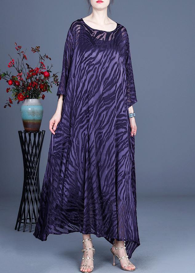 Comfy Purple O-Neck Long sleeve Two Piece Set Dress - Omychic