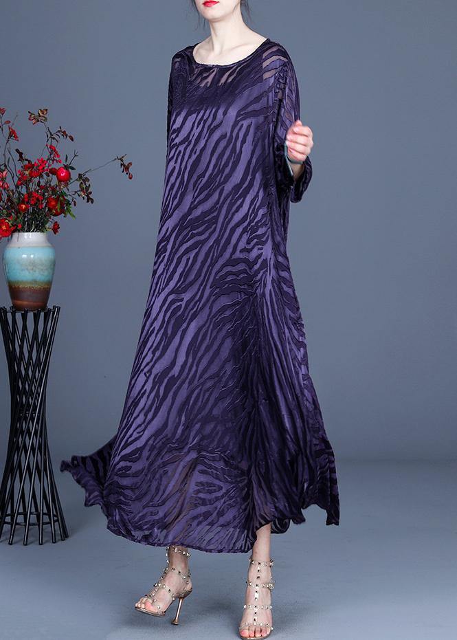 Comfy Purple O-Neck Long sleeve Two Piece Set Dress - Omychic