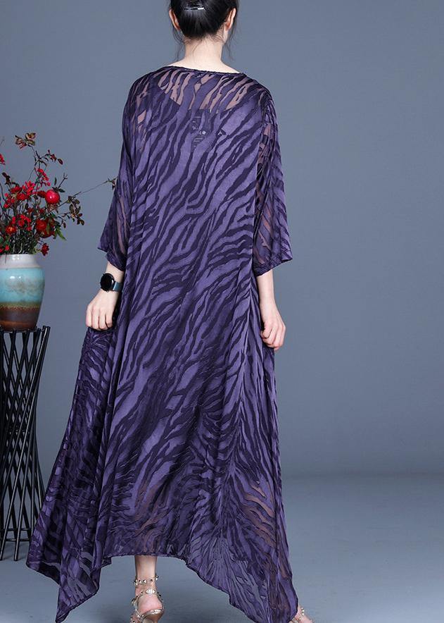 Comfy Purple O-Neck Long sleeve Two Piece Set Dress - Omychic
