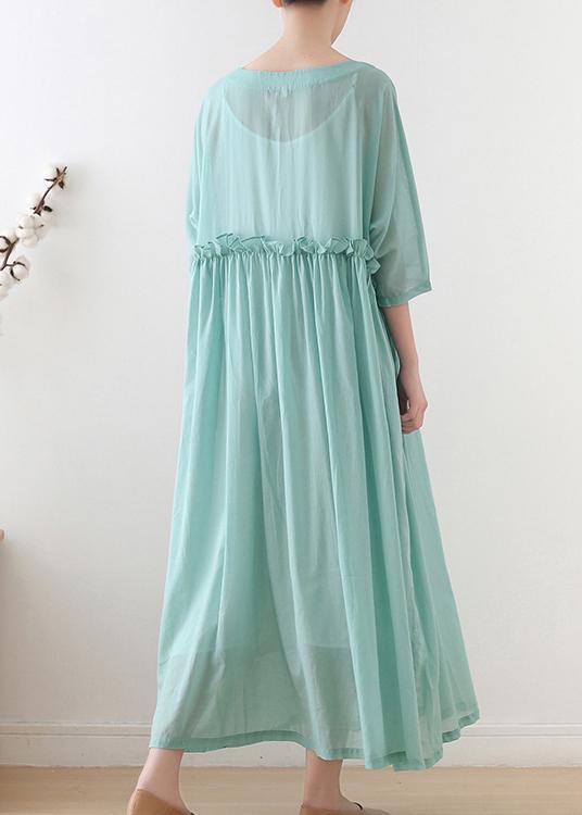 Comfy Royal Blue Half Sleeve Chiffon Loose Summer Ankle Dress - Omychic