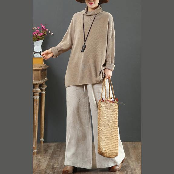 Comfy brown crane tops fall fashion high neck knit tops - Omychic