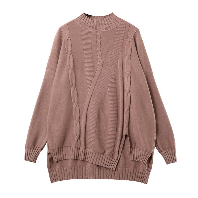 Comfy cantaloupe clothes For Women side open fall fashion half high neck knit sweat tops - Omychic
