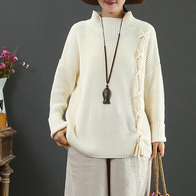 Comfy khaki sweater tops drawstring fall fashion winter knit tops - Omychic