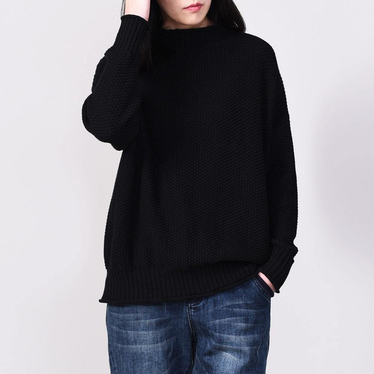 Comfy ruffles  knit top silhouette plus size clothing black  sweaters long sleeve - Omychic