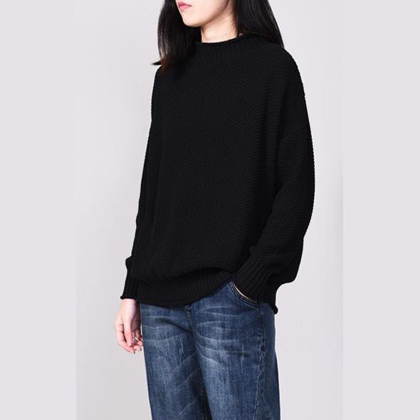 Comfy ruffles  knit top silhouette plus size clothing black  sweaters long sleeve - Omychic