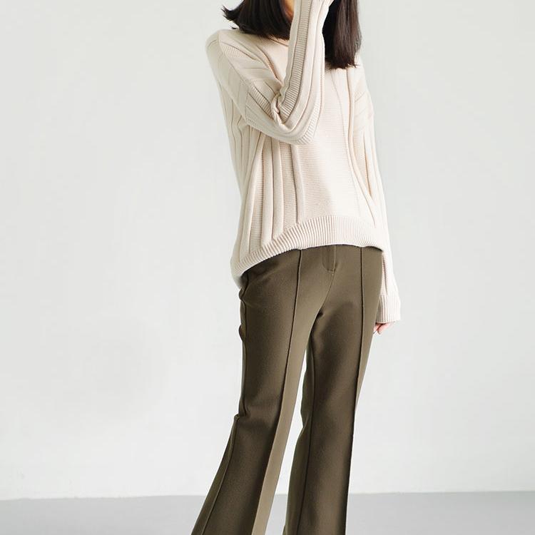 Cream cable knit sweater spring short sweats casual knit tops - Omychic