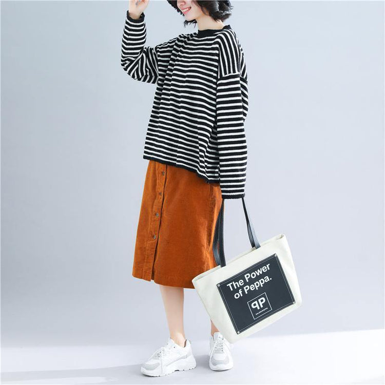 Cute red striped sweater coat Loose fitting knitted tops - Omychic