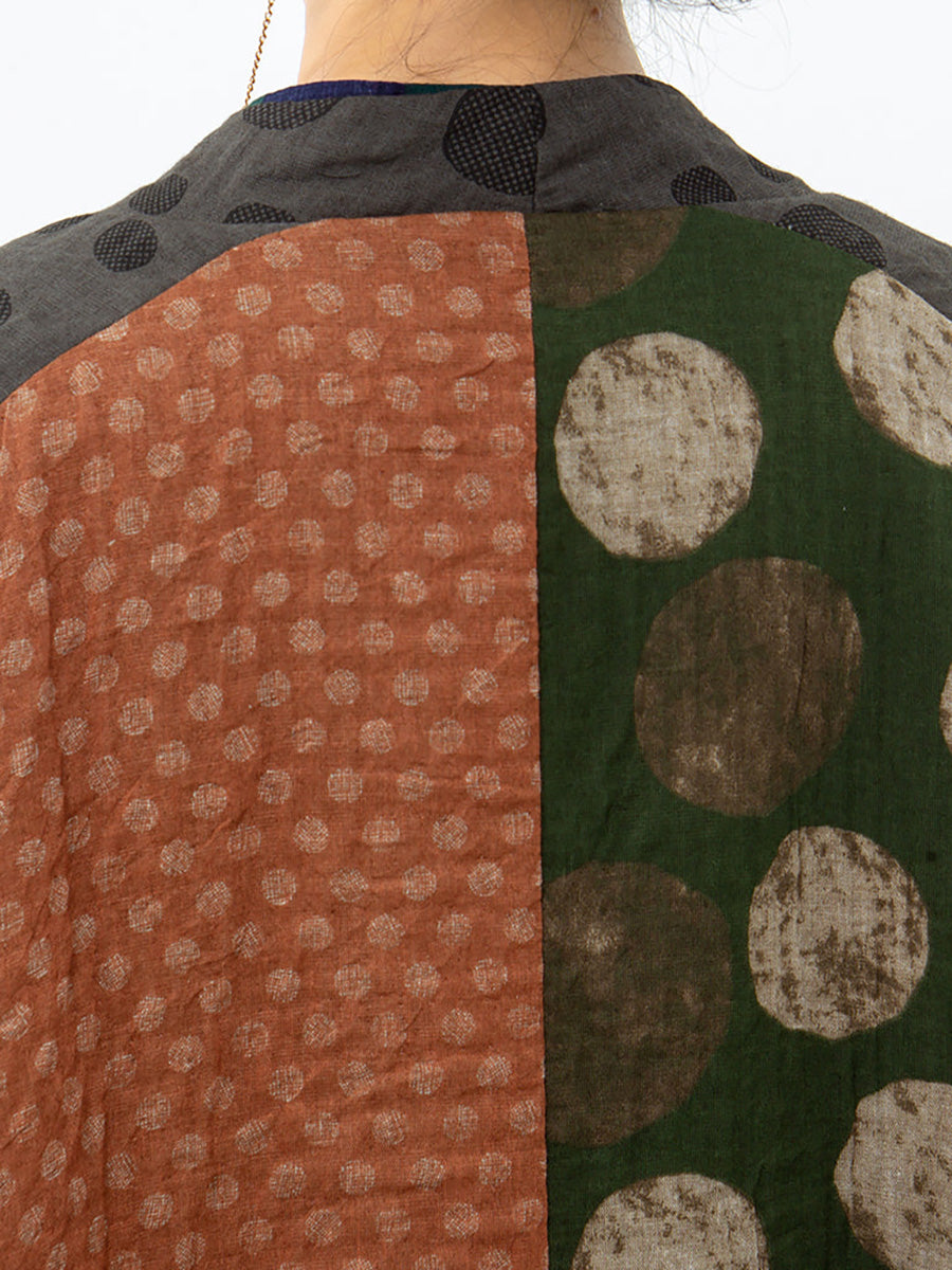 Casual Loose Irregular Geometric Pattern Retro Cotton Coat