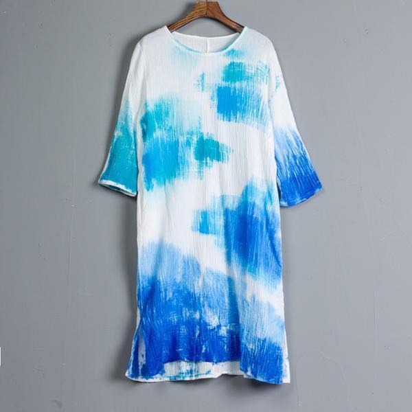 Summer Three-quarter Sleeve Slit Casual Dress - Omychic