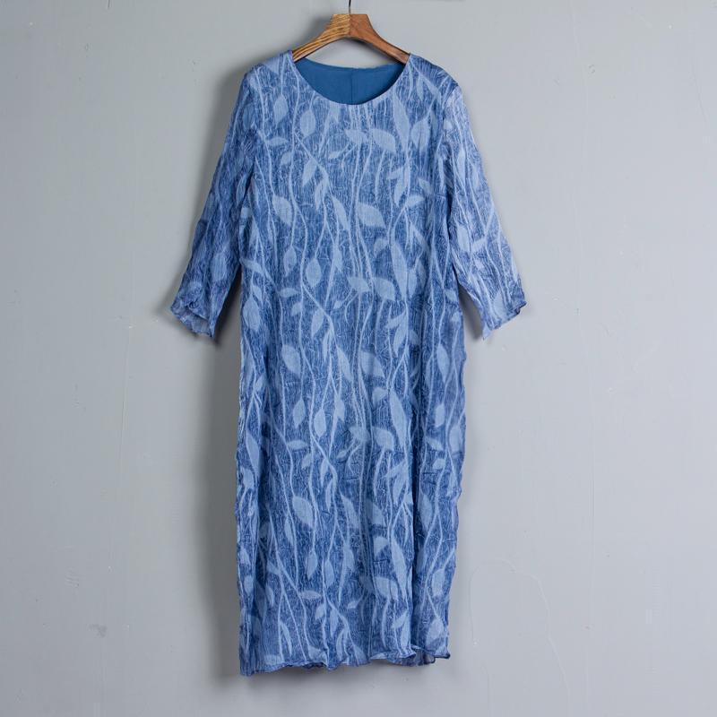 Half Sleeve Summer Casual Blue Fake Two-piece Dress - Omychic