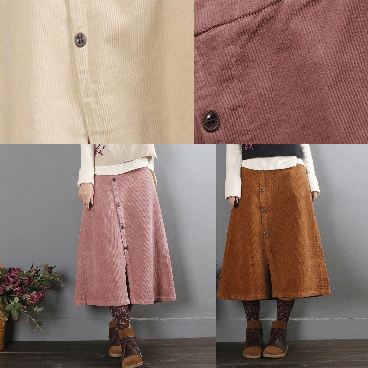 DIY A line skirts Cotton clothes Neckline khaki skirt - Omychic