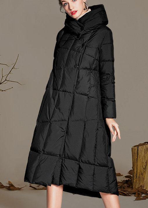 DIY Black Turtleneck Button asymmetrical fashion Winter Duck Down down coat - Omychic