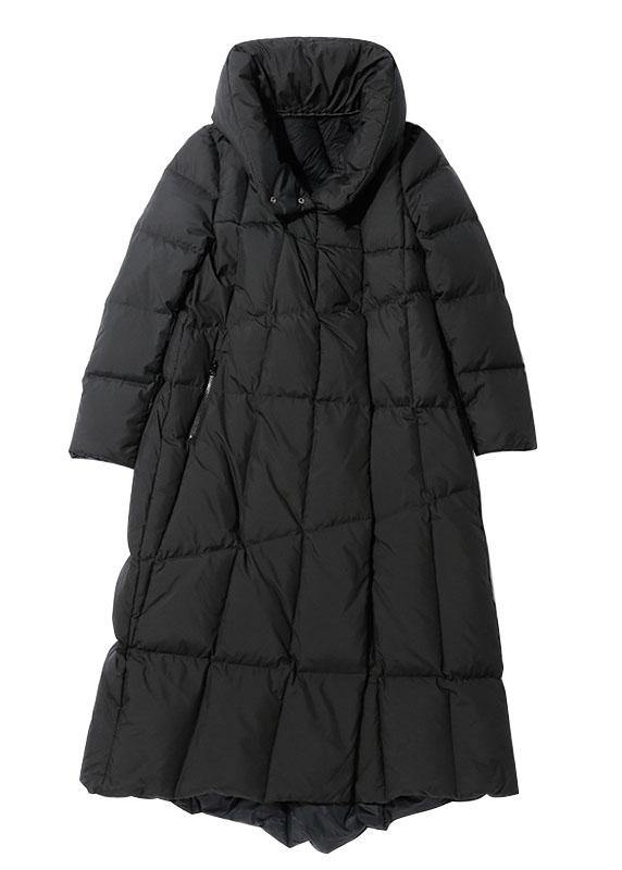 DIY Black Turtleneck Button asymmetrical fashion Winter Duck Down down coat - Omychic