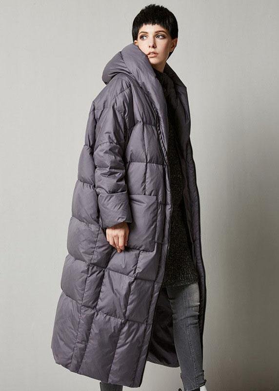 DIY Black zippered Pockets Thick Winter Duck Down Coat - Omychic