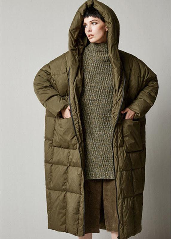 DIY Black zippered Pockets Thick Winter Duck Down Coat - Omychic