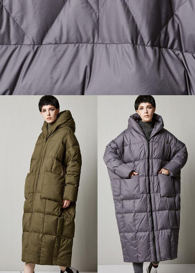 DIY Black zippered Pockets Thick Winter Duck Down Coat - Omychic