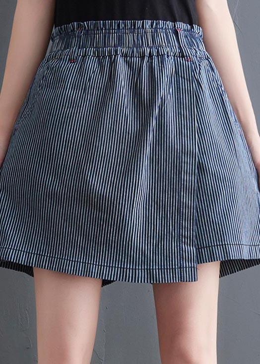 DIY Blue Striped Wide Leg hot pants Summer ( Limited Stock) - Omychic