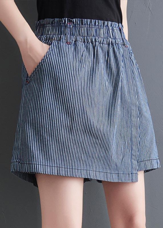 DIY Blue Striped Wide Leg hot pants Summer ( Limited Stock) - Omychic