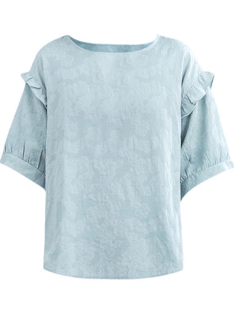 DIY Blue low high design Cotton Linen Summer Shirts - Omychic