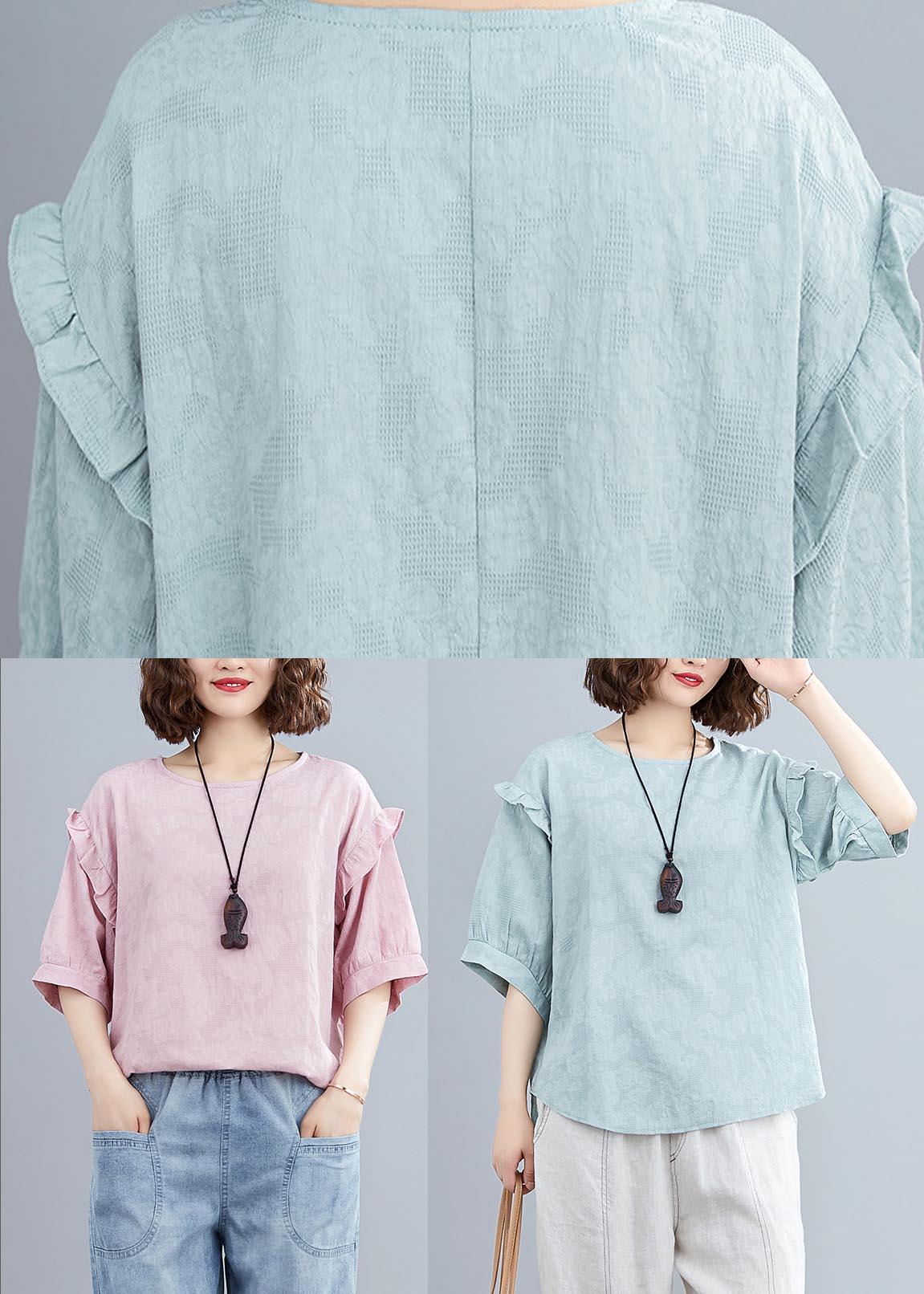 DIY Blue low high design Cotton Linen Summer Shirts - Omychic