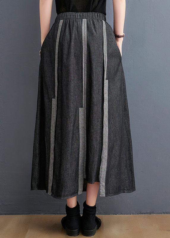 DIY Dark Gray Tie Waist Asymmetrical Design Casual Fall A Line  Skirt - Omychic