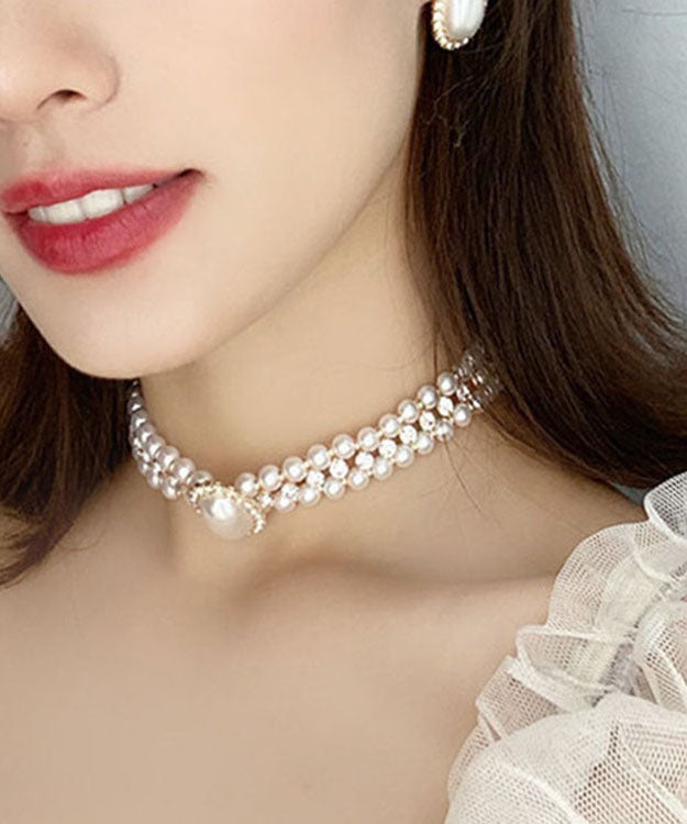 DIY Gold Alloy Inlaid Pearl Zircon Princess Necklace
