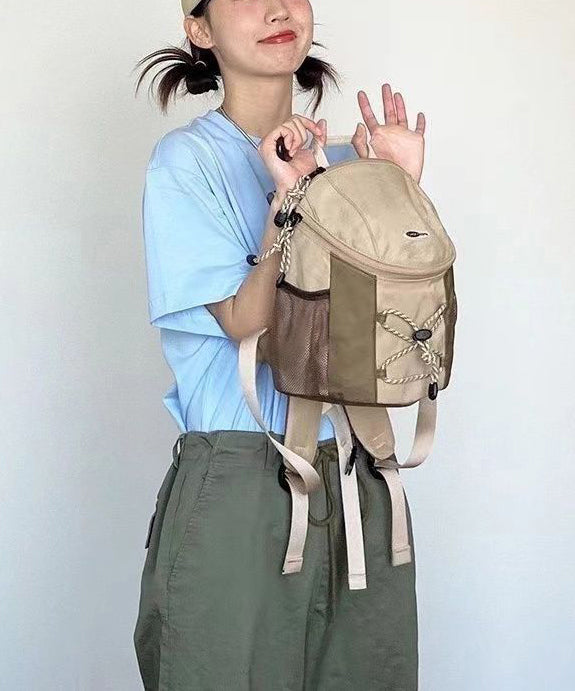 DIY Khaki Patchwork Durable Backpack Bag