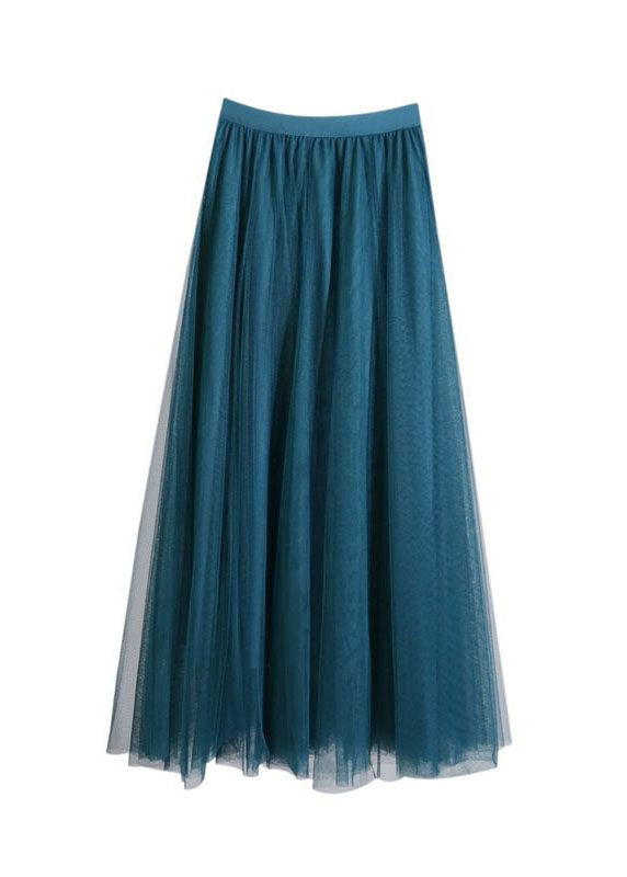 DIY Peacock Blue Wrinkled Exra Large Hem Tulle Skirt Summer