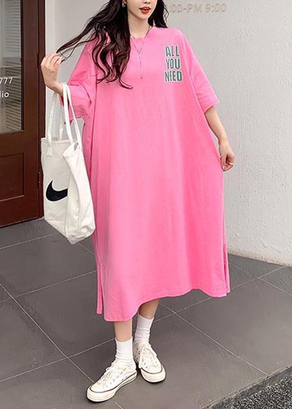 DIY Rose Graphic side open Long Summer Cotton Dress - Omychic