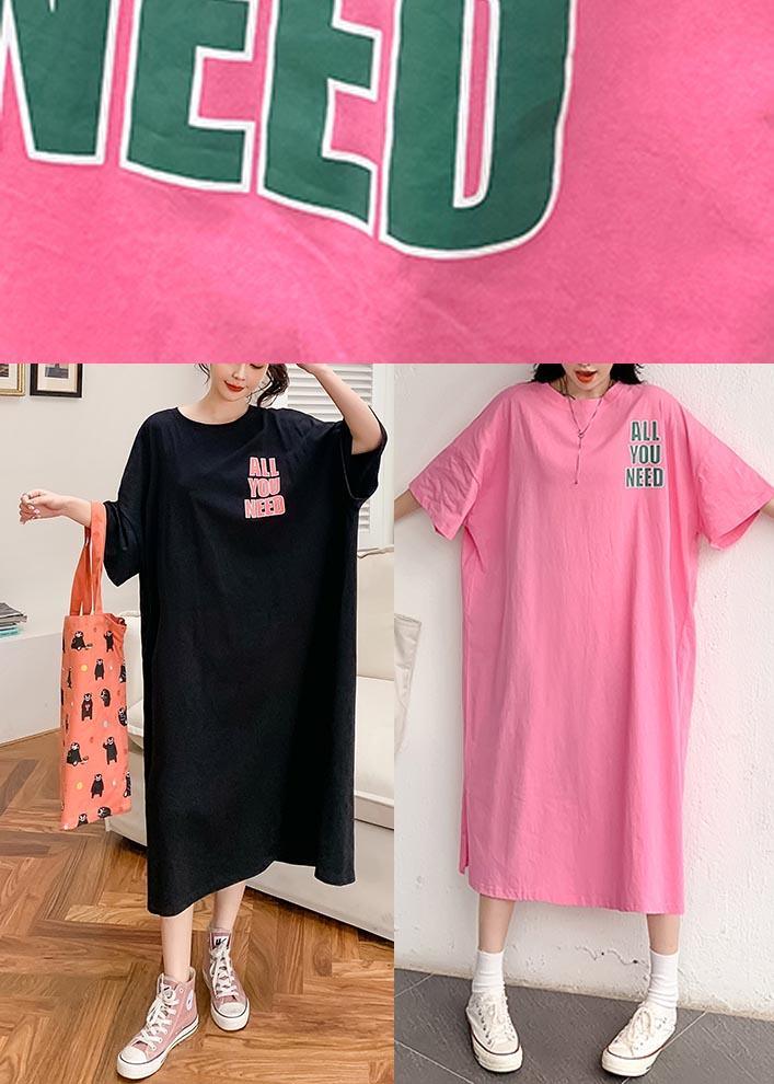 DIY Rose Graphic side open Long Summer Cotton Dress - Omychic