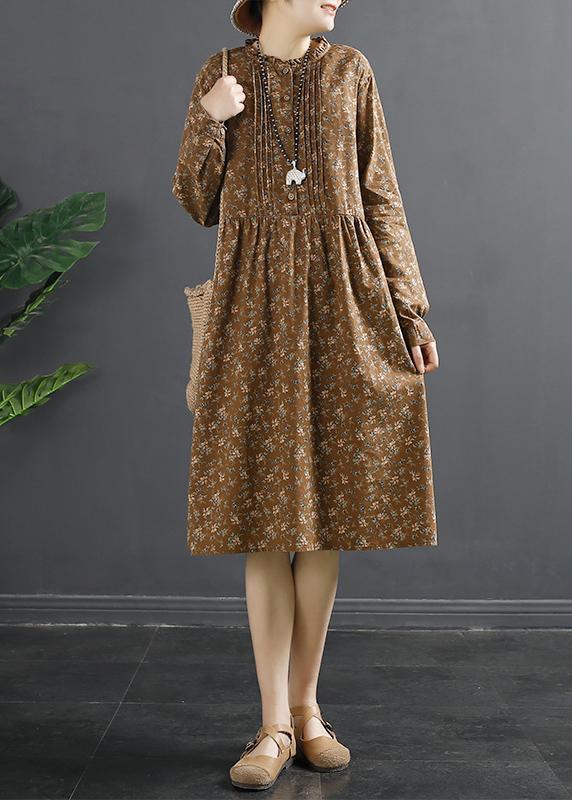 DIY Ruffles Spring Fashion Ideas Coffee Dress - Omychic