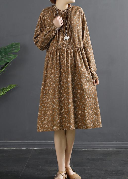 DIY Ruffles Spring Fashion Ideas Coffee Dress - Omychic