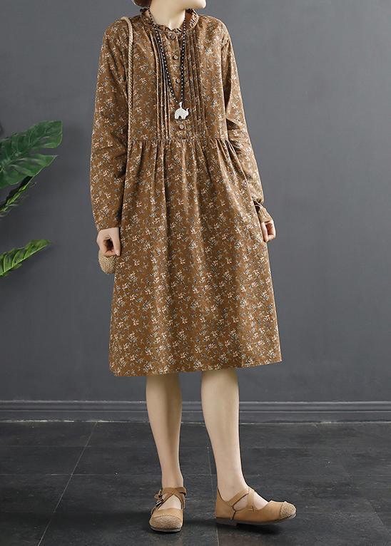 DIY Ruffles Spring Fashion Ideas Coffee Dress - Omychic