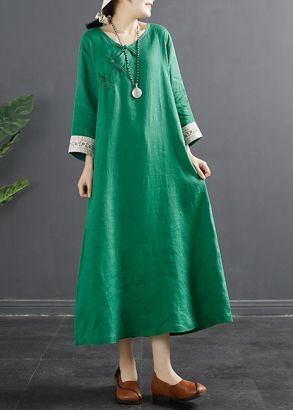 DIY Vintage Spring Tunic Shape Green A Line Dresses - Omychic